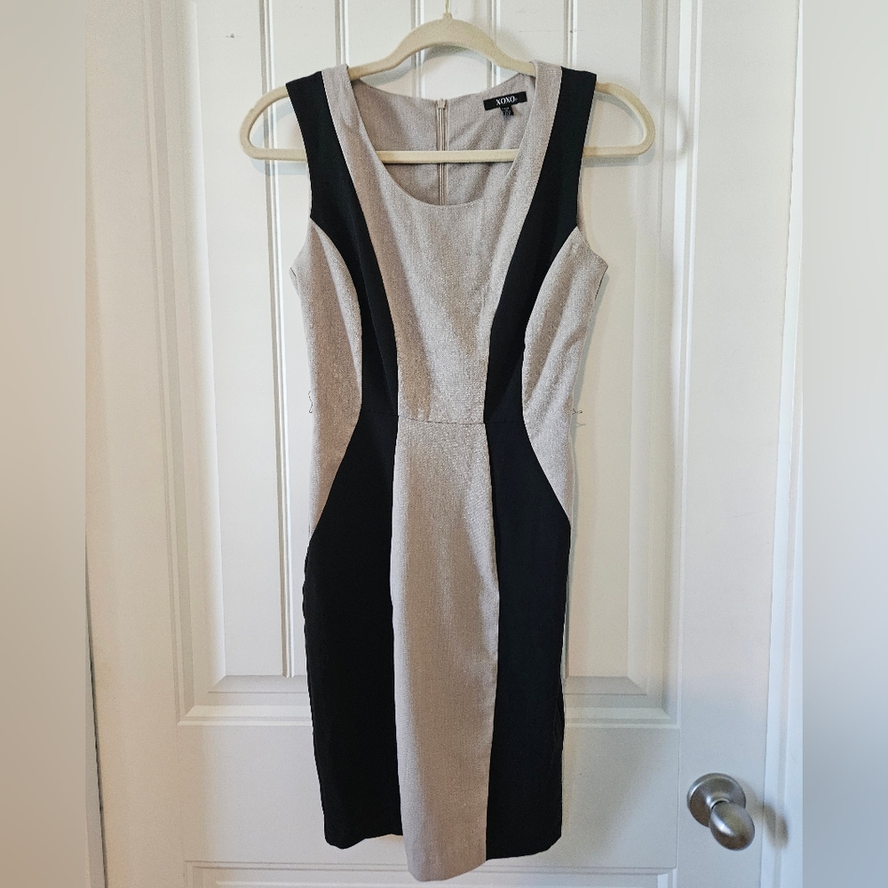 XOXO Black and Grey Panel Midi Dress